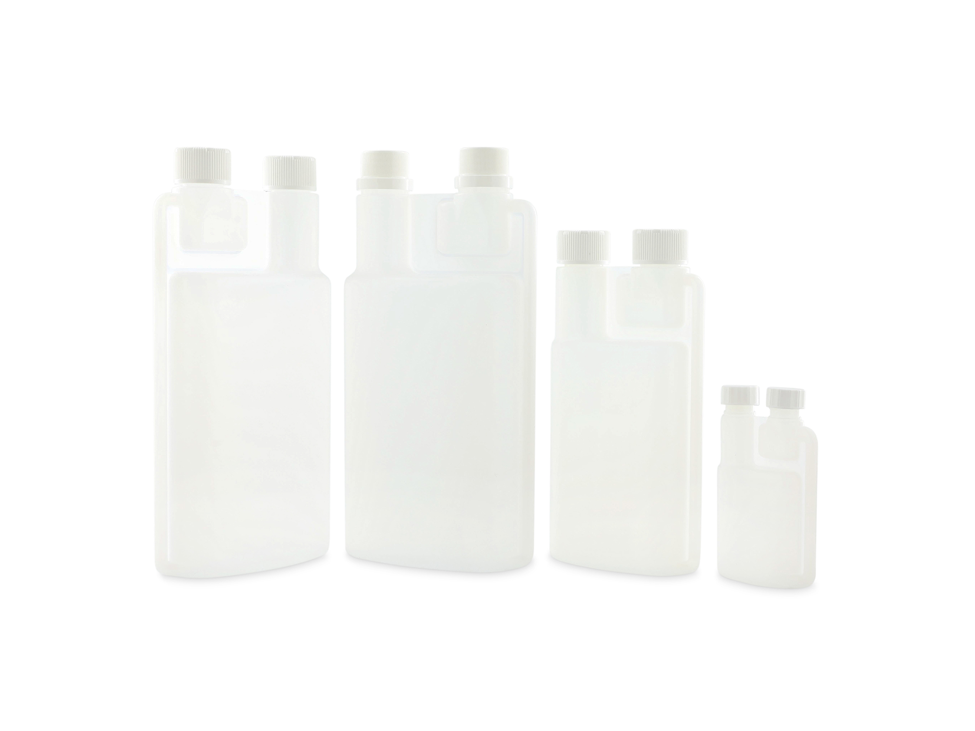 Doseerflessen in plastic twinneck