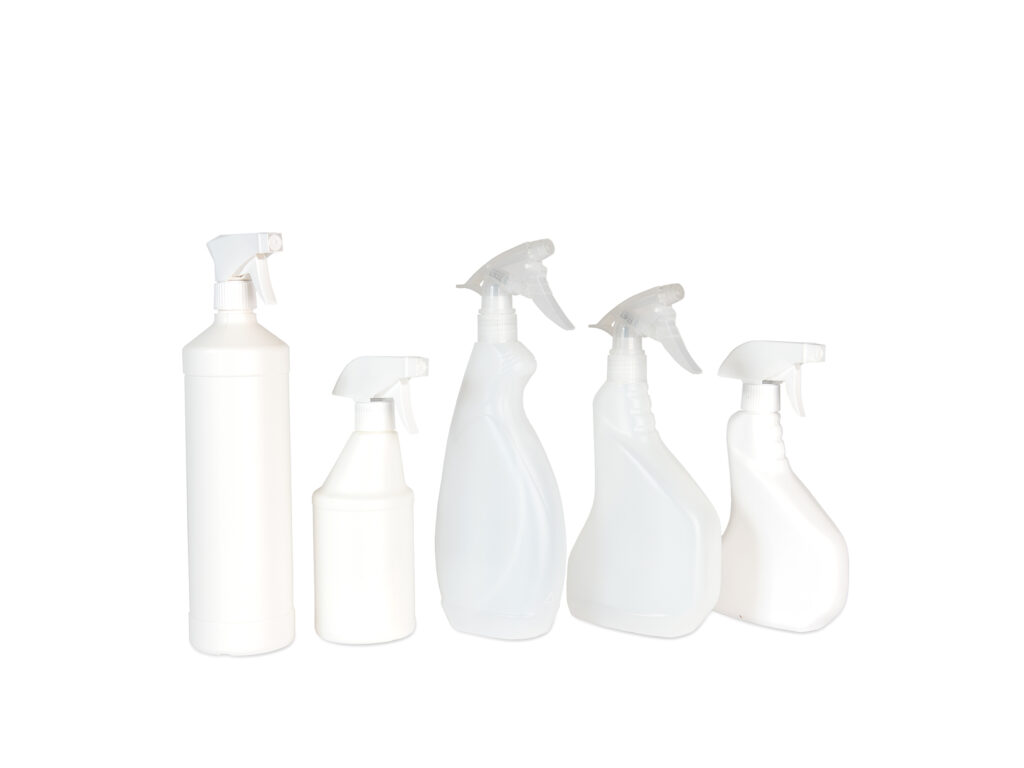 Plastic flessen met spraykoppen