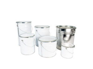 Pail met deksel en sluitring in wit en blank